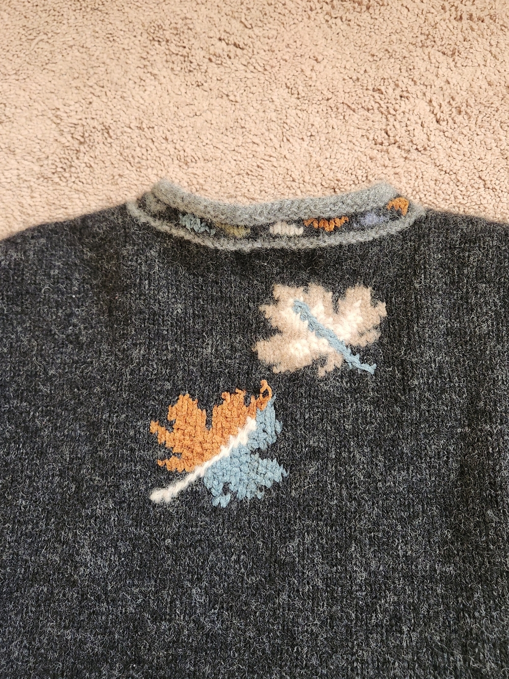 Vintage Nomadic Traders Sweater Womens Medium Nordic Leaf Wool Knit 90s Y2K Fall - Picture 7 of 7
